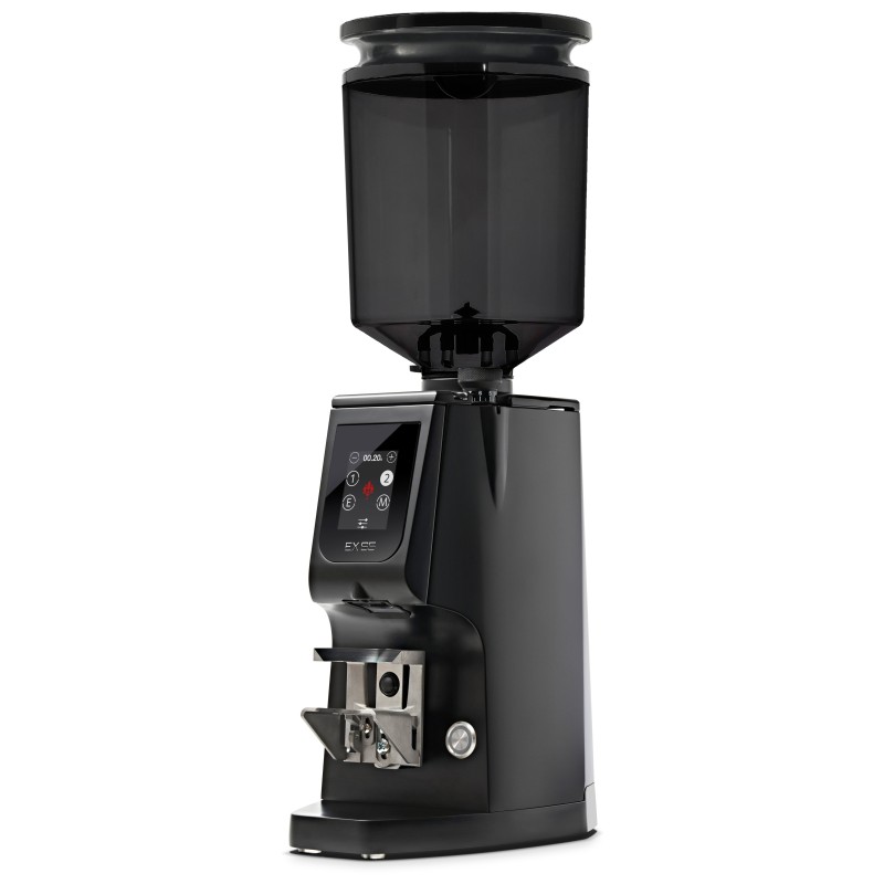 Eureka Atom Excellence 65 Coffee Grinder - Precision & Speed - Hardened Steel - Black - Blow Up Tall Smoked Hopper - 220 V