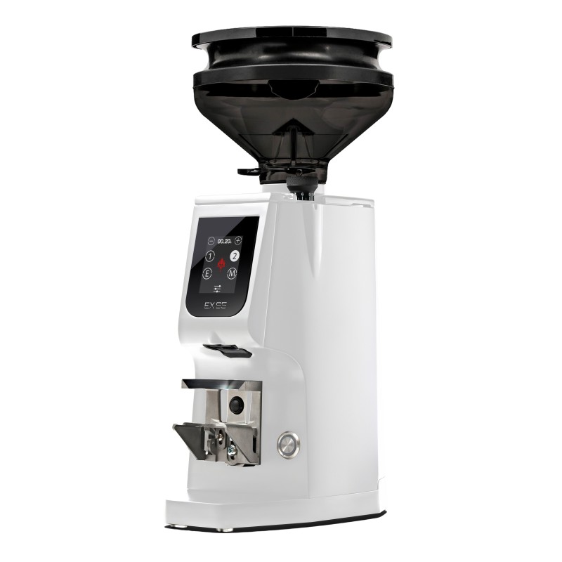Eureka Atom Excellence 65 Coffee Grinder - Precision & Speed - Titanium - White - Blow Up Short Hopper - 110 V