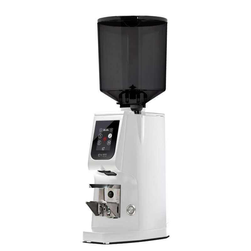 Eureka Atom Excellence 65 Coffee Grinder - Precision & Speed - Titanium - White - Blow Up Short Hopper - 220 V