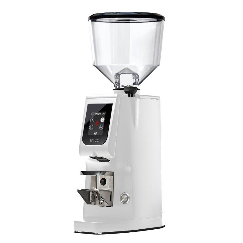 Eureka Atom Excellence 65 Coffee Grinder - Precision & Speed - Titanium - White - Blow Up Tall Hopper - 220 V