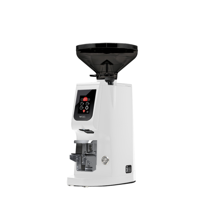 Eureka Atom W 65 Coffee Grinder - Precision & Efficiency - Hardened Steel - White - Short Smoked Hopper - 220 V