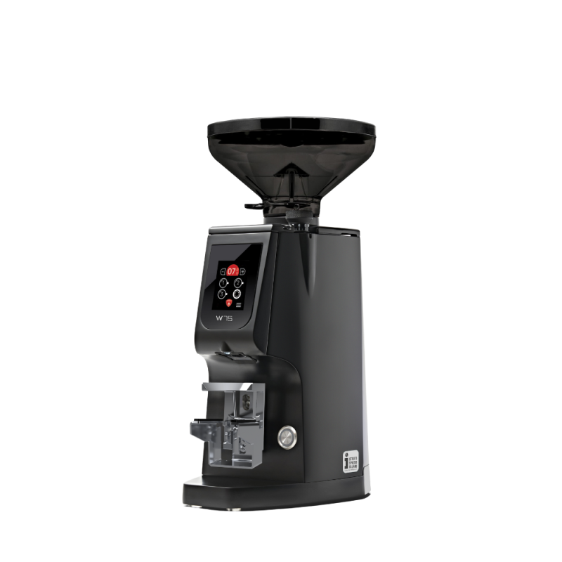 Eureka Atom W 75 Coffee Grinder - Advanced Grinding - Hardened Steel - Black - Short Smoked Hopper - 220 V