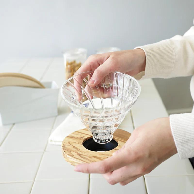 Hario V60 Glass Dripper 02 - Olive Wood Holder