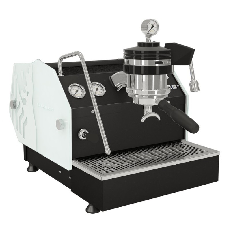La Marzocco GS3 MP Flat Black Espresso Machine - White Glass Side Panels - 220 V