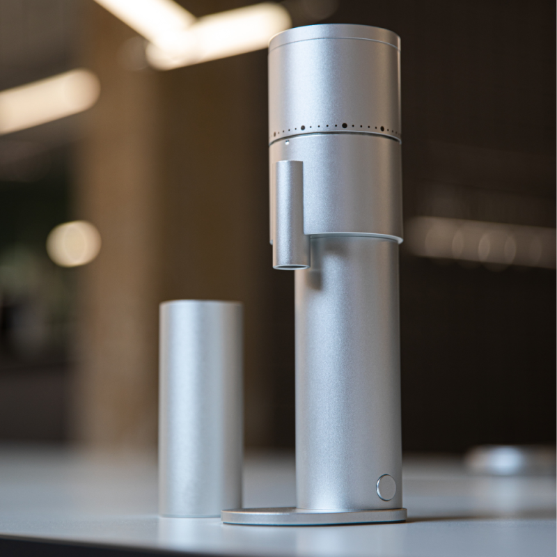 Option-O Lagom Mini 2 Coffee Grinder - Compact USB-C Power - Silver
