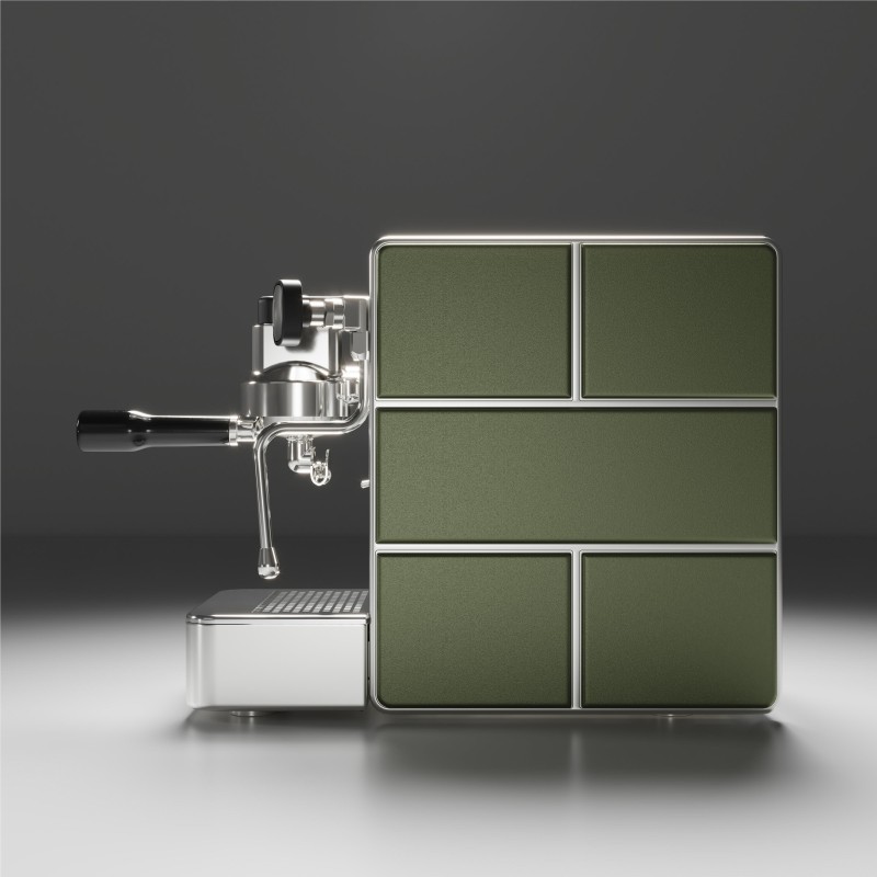 Stone Mine Espresso Machine UK Plug - Compact Steel Body - Inox/green - 220 V