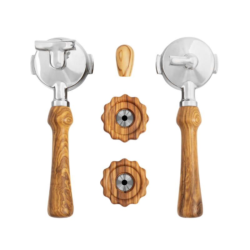 Wiedemann Handle Set for Rocket - Durable & Stylish - Olive - With Stainless Steel Portafilter