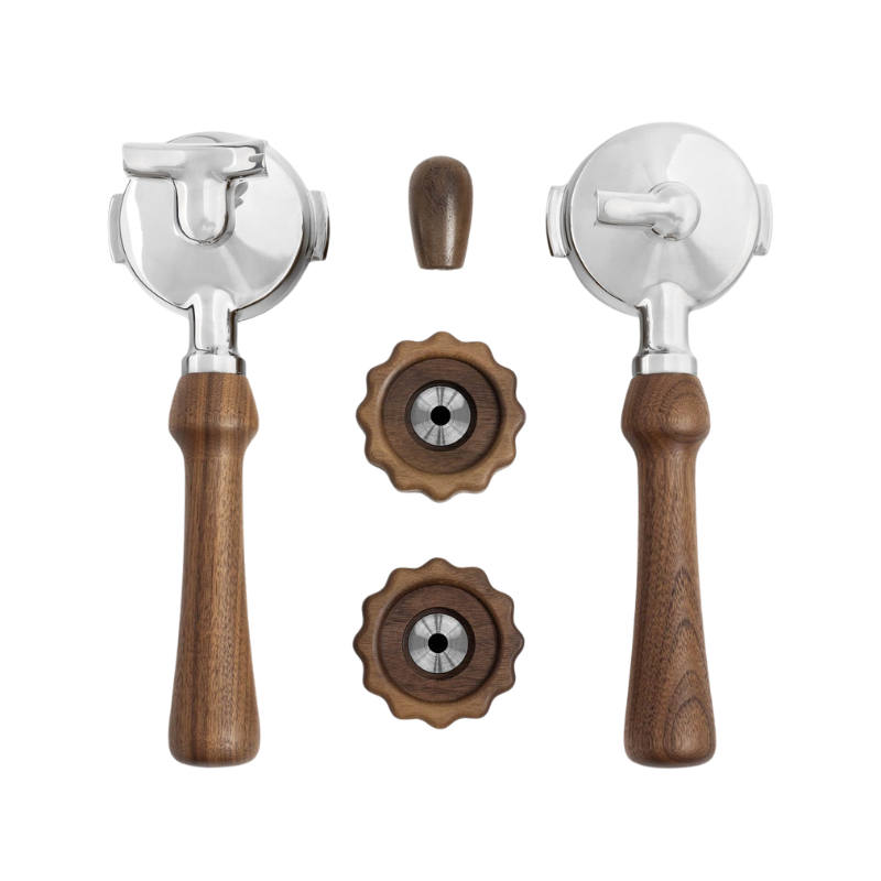 Wiedemann Handle Set for Rocket - Durable & Stylish - Walnut - With Stainless Steel Portafilter