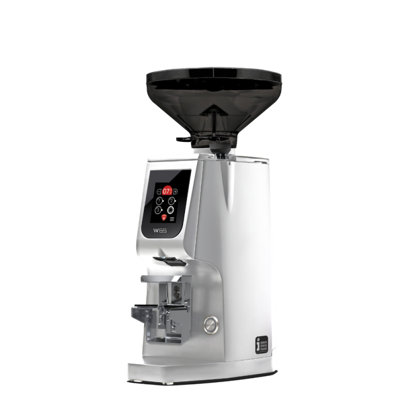 Eureka Atom W 65 Coffee Grinder - Precision & Efficiency - Hardened Steel - Chrome - Blow Up Short Smoked Hopper - 110 V