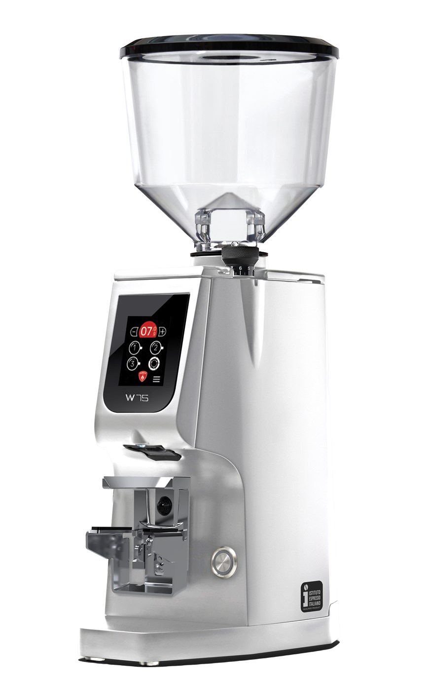 Eureka Atom W 75 Coffee Grinder - Advanced Grinding - Diamond - Chrome - Tall Hopper - 110 V