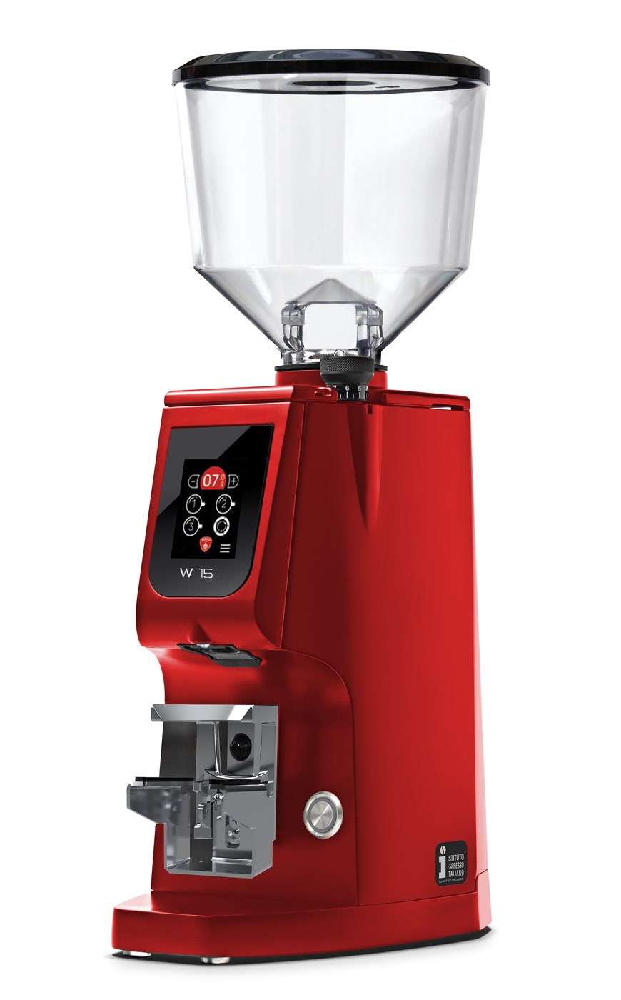 Eureka Atom W 75 Coffee Grinder - Advanced Grinding - Diamond - Red - Tall Hopper - 110 V