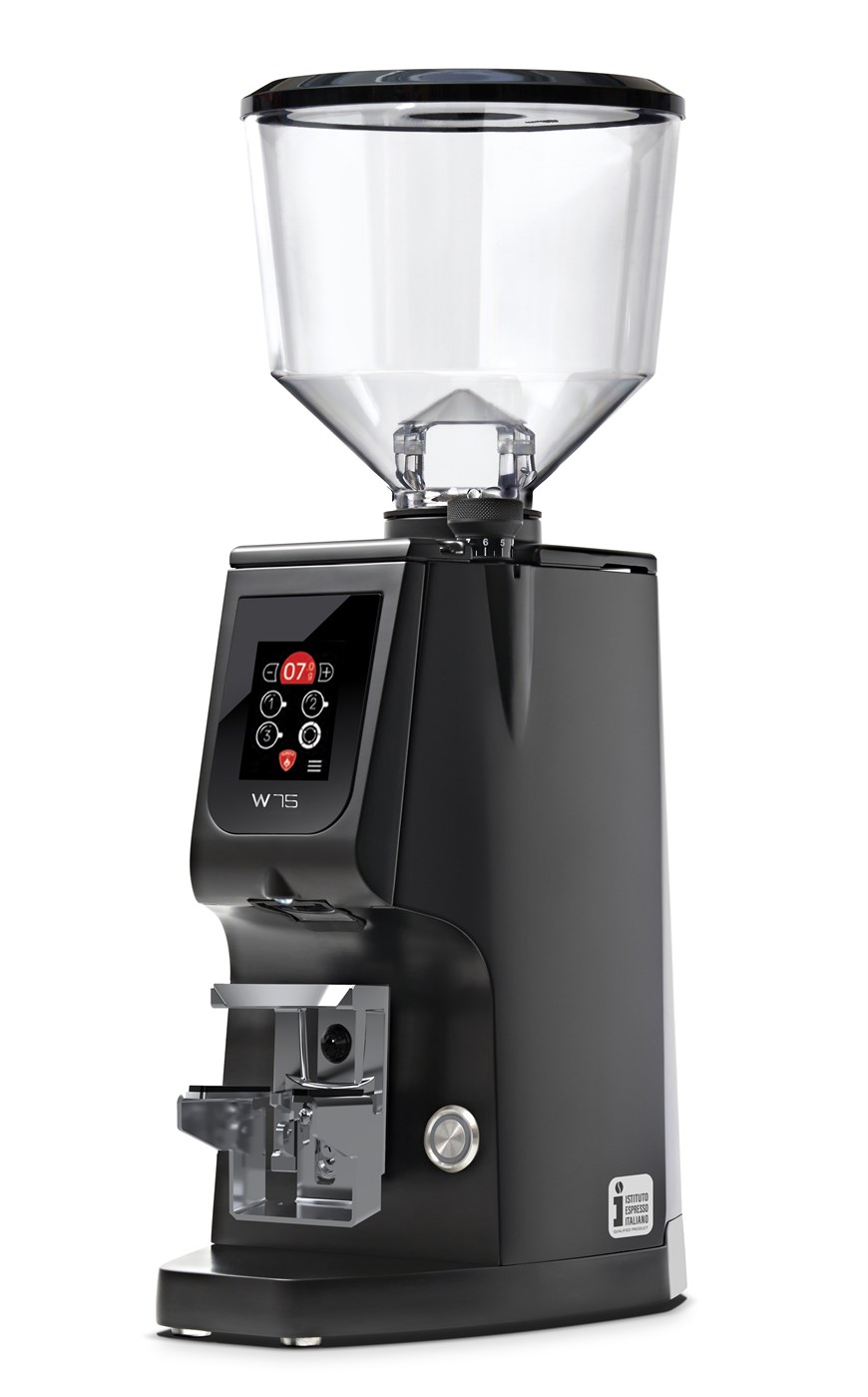 Eureka Atom W 75 Coffee Grinder - Advanced Grinding - Titanium - Black - Tall Hopper - 110 V