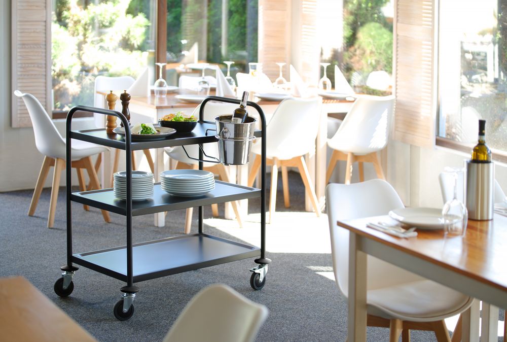 Kolica za posluživanje mat crna, HENDI, 905x585x(H)945mm - Slika 5